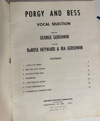 Porgy and Bess Vocal Selection 1959 Film Gershwin Sidney Poitier Rare