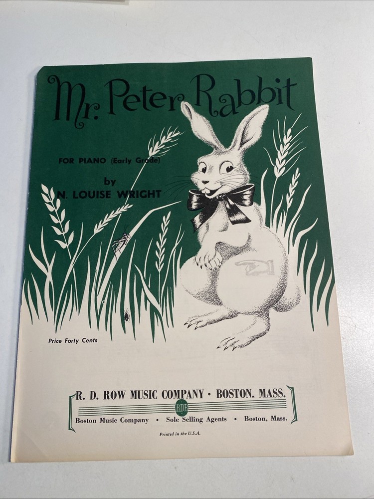 Mr Peter Rabbit for Piano by N.Louise Wright 1957 Sheet Music