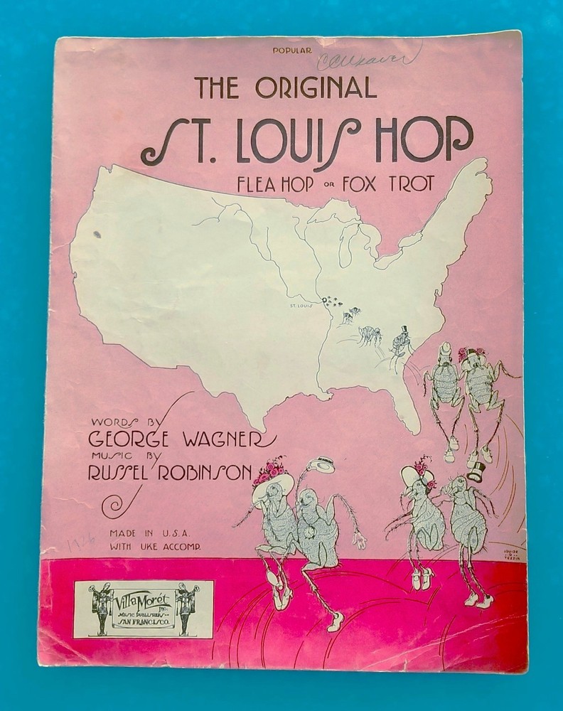 St Louis Hop 1926 FLEA HOP Fox Trot J RUSSEL ROBINSON Sheet Music BUG COVER !
