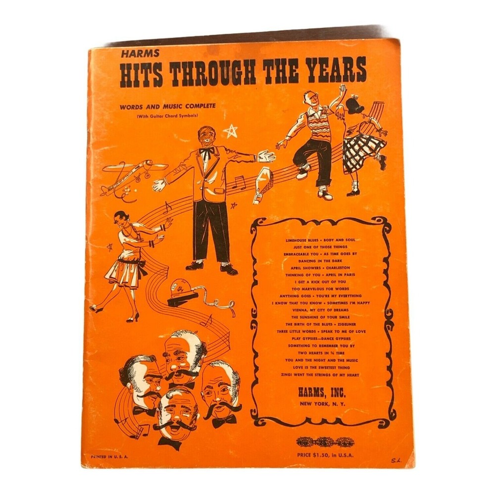 1951 Harms Hits Through The Years Piano/Guitar Chord Symbol Sheet Music 88-Page