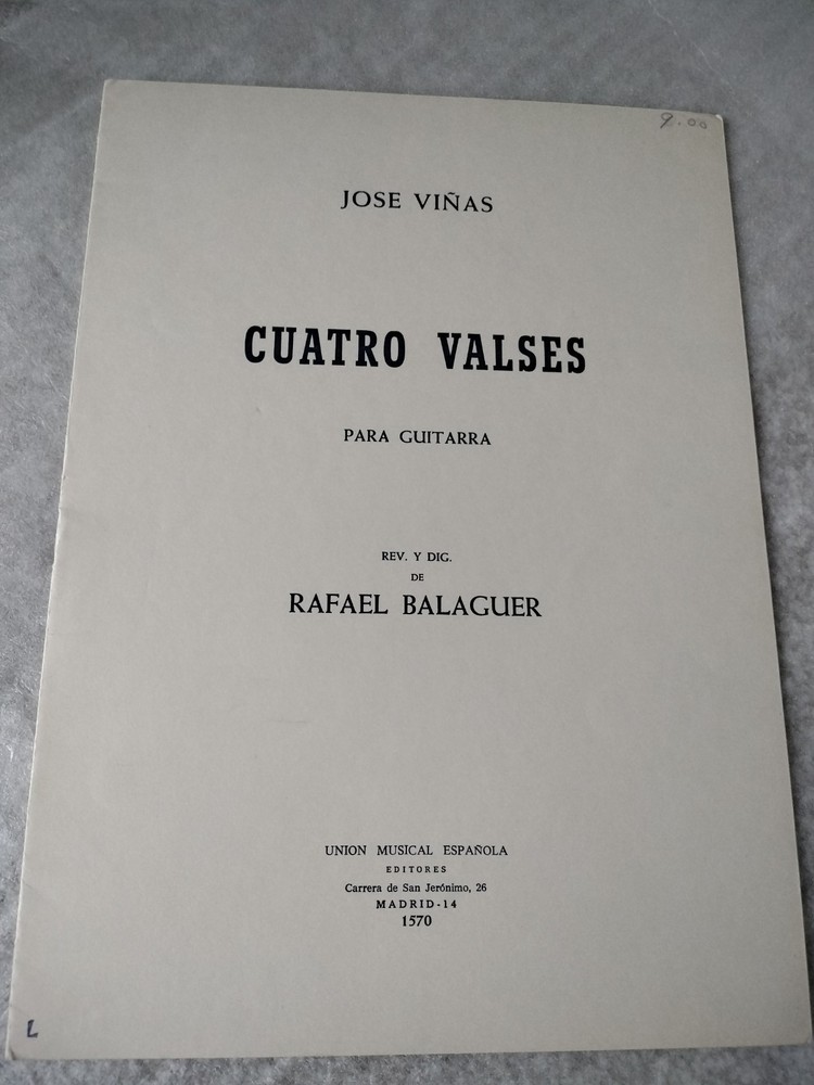 Jose Vinas, 4 Waltzes, Classical Guitar Sheet Music Solos