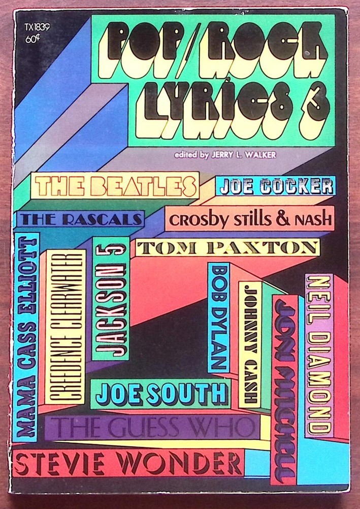 1971 POP/ROCK LYRICS 3 SCHOLASTIC BOOK BEATLES JACKSON 5 JOHNNY CASH MORE Z6495