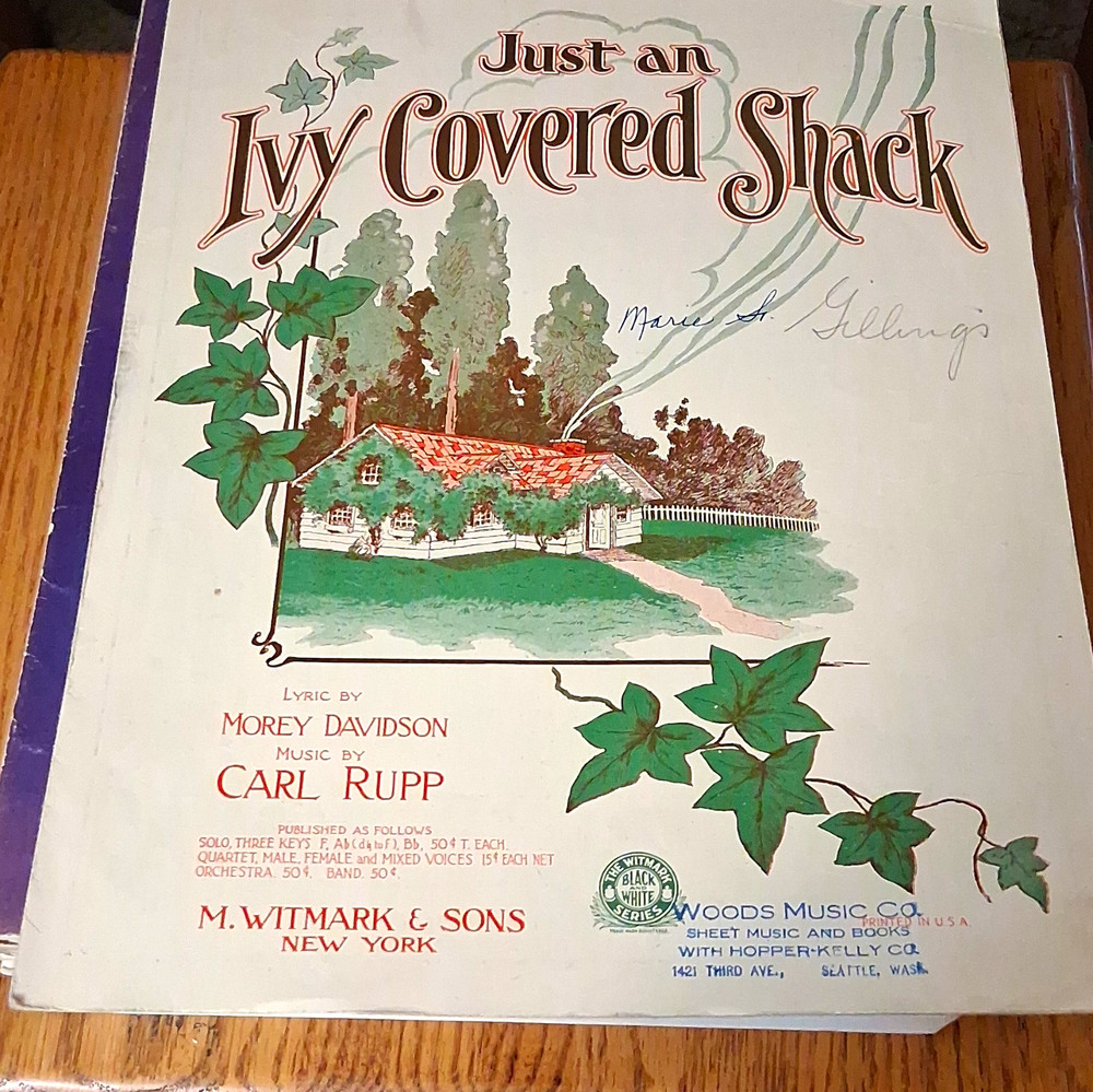 M. Witmark & Sons Just an Ivy Covered Shack Sheet Music Piano Voice 1650