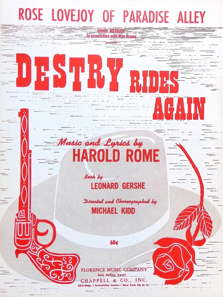 Rose Lovejoy Of Paradise Alley Sheet Music Destry Rides Again Harold Rome 1959