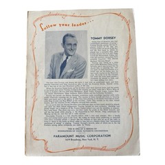 To You VTG Sheet Music 1939 Paramount Film Big Band Jazz Tommy Dorsey Bio Cover
