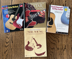 Guitar Music Instruction Book Lot of 4 Guitar Method Teach Yourself + Neil Young