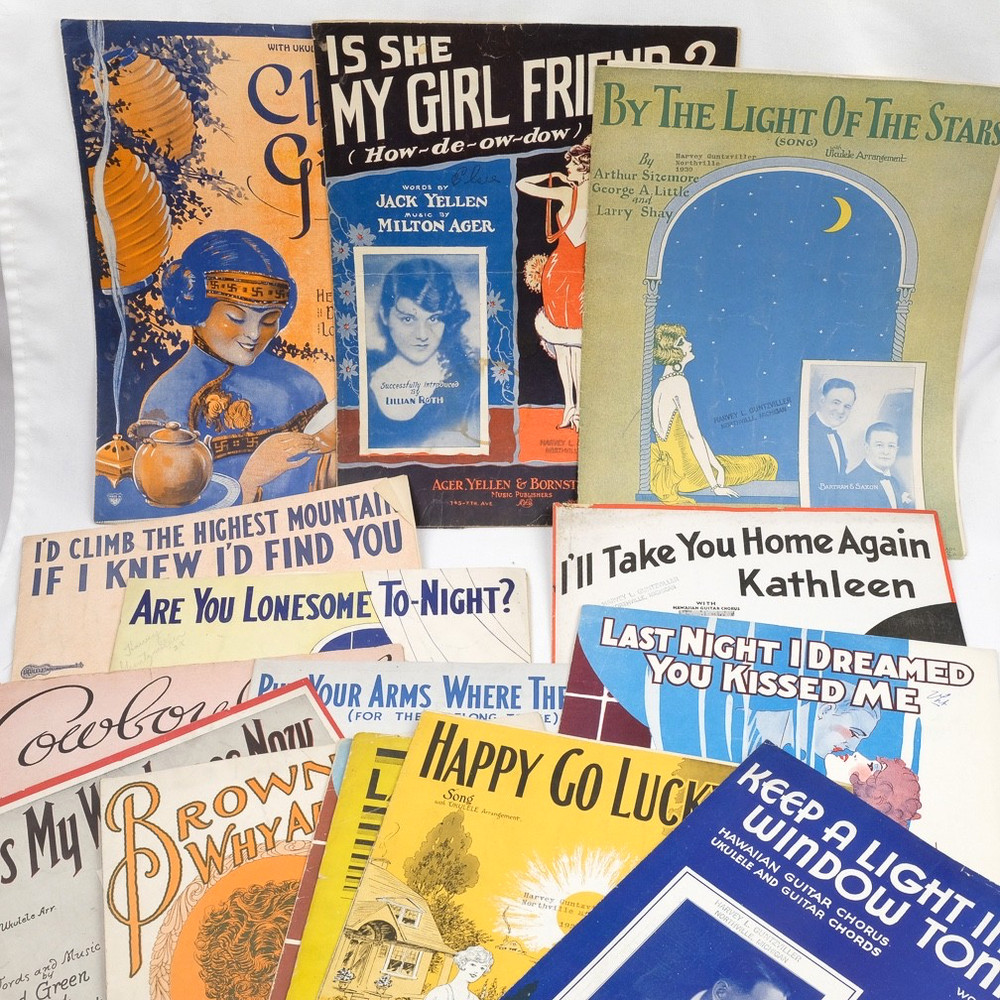 Sheet Music, Lot of 16, Songs for Ukulele, 1920s and 1930s
