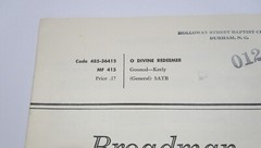 Choral Sheet Music For « O Divine Redeemer » SATB – Keely – Broadman Choral Music
