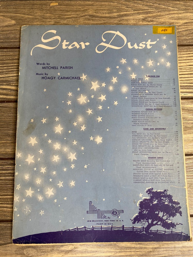 Vintage Sheet Music Star Dust Mitchell Parish Hoagy Carmichael 1929