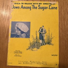 Vintage “Down Among The Sugar Cane” Sheet Music, 1929