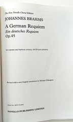 Brahms German Requiem Vocal Score Music Book English & German Solos SATB Novello