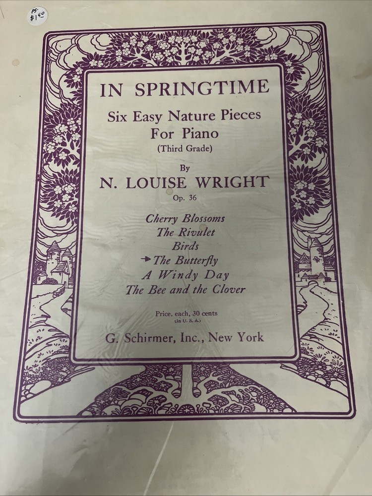 The Butterfly In Springtime Piano N Louise Wright Sheet Music