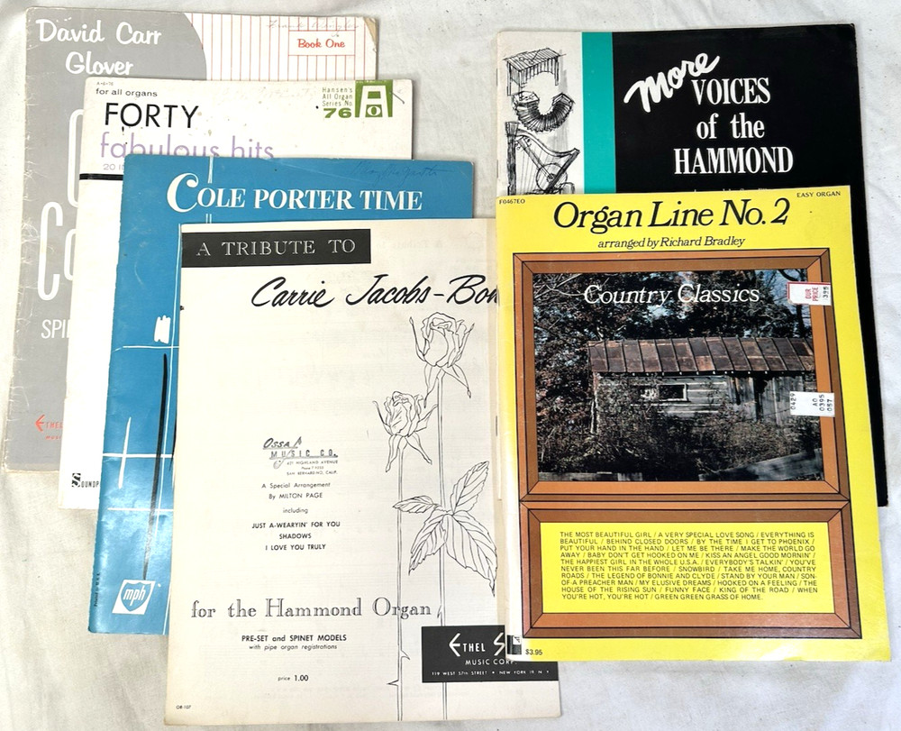 Lot of 6 Vtg Organ Sheet Music Hammond Course Cole Porter Country Classics