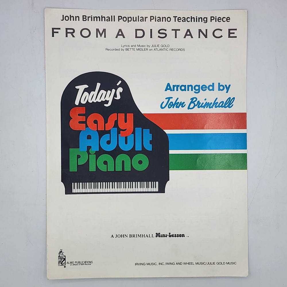 Sheet Music From a Distance 1987 Julie Gold / Bette Midler Almo Pub. (VG-LN)