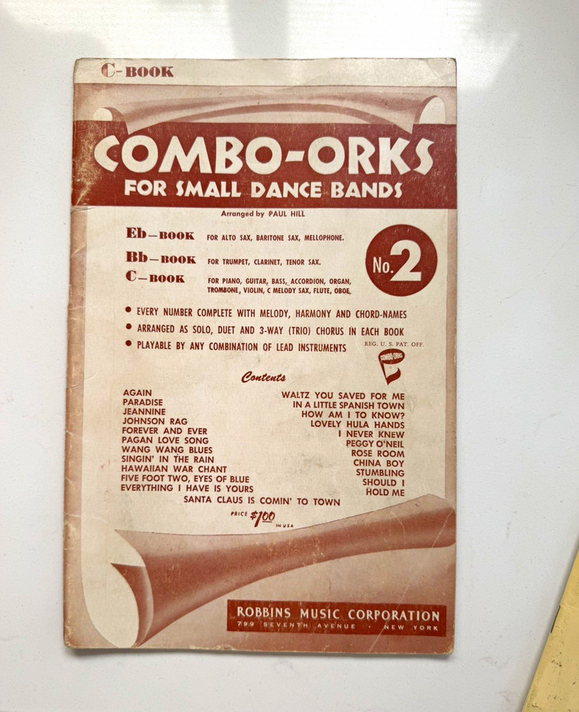 Robbins Music Corp Combo-Orks Small Dance Bands No. 2 Song Book Jazz MPN C-Book