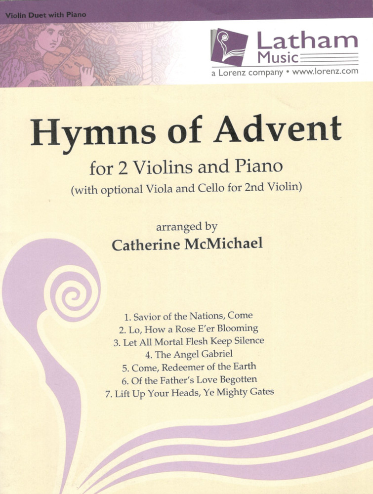 HYMNS OF ADVENT FOR 2 VIOLINS AND PIANO MUSIC BOOK LATHAM McMICHAEL CELLO VIOLA