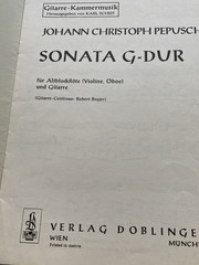 Vtg Johann Christoph Pepusch&rsquo;s Sonata G-Durb Guitar Recorder Song Sheet Music