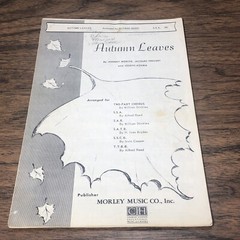 Rare 1955 Vintage AUTUMN LEAVES by Joseph Kosma Song Two Part Chorus Music Sheet