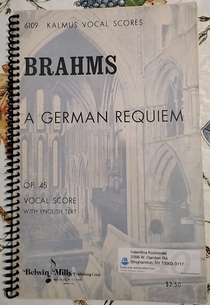 Valentina Kozlowski Estate, Brahms: A German Requiem, Op 45 Kalmus Vocal Score