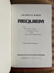 Requiem Heinrich Biber Sheet Music Baroque composer Five Part Chorus w Piano