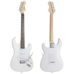 Ashthorpe 39-Inch Electric Guitar (White-White), Full-Size Guitar Kit with Pa…