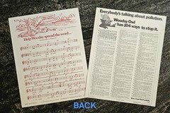 « Ballad of Woodsy Owl » Song Sheets, Vintage 1971, Two Versions, Mint