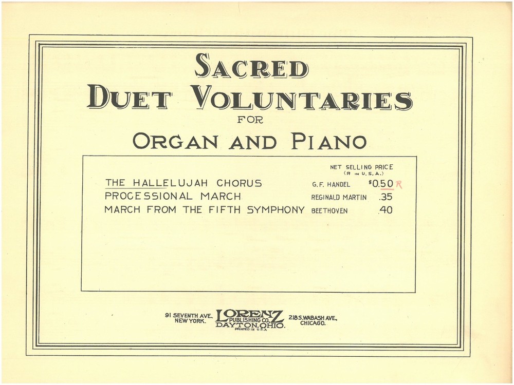 The Hallelujah Chorus Sacred Duet Voluntaries for Organ & Piano 2 copies Lorenz