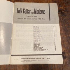 Folk Guitar For Moderns Sheet Music Book, Vintage 1965 Bourne Co