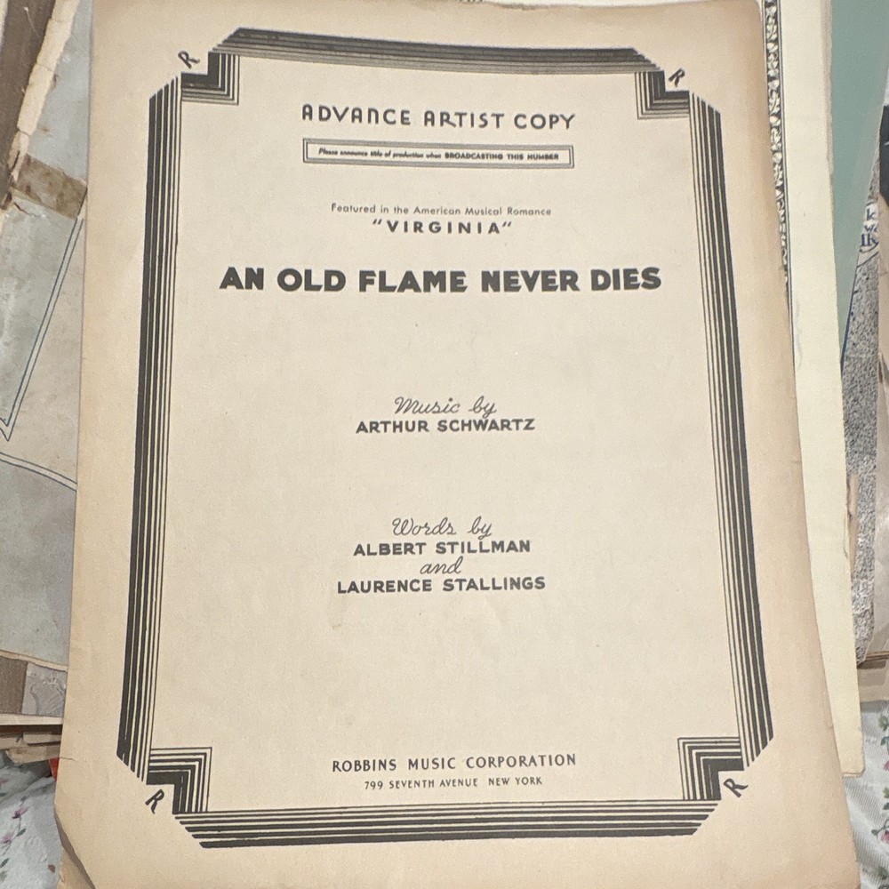 Robbins Music Corporation An Old Flame Never Dies Sheet Music Piano/Voice Solo