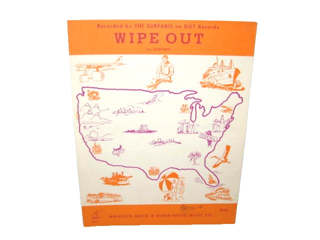 Vintage 1963 Wipe Out by The Surfaris Piano/Guitar Sheet Music VERY GOOD