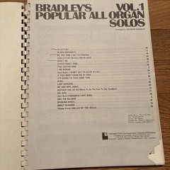 Bradley’s Popular All Organ Song Book, Vol 1, Spiral Bound Song Book 80 Pages