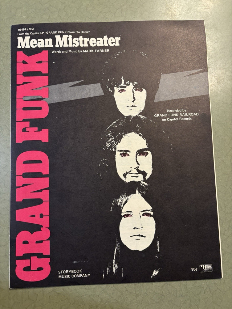 Grand Funk Mean Mistreater Sheet Music Piano/Voice Solo Blues MPN 06497