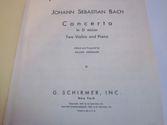 Schirmer’s Library VOLUME 899 BACH CONCERTO D MINOR For Piano Music Sheet Book
