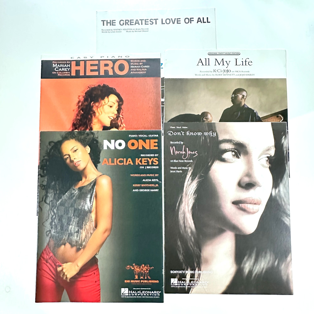 Pop R&B 5 Sheet Music Lot Whitney Alicia Keys Mariah Carey Norah Jones K Ci JoJo