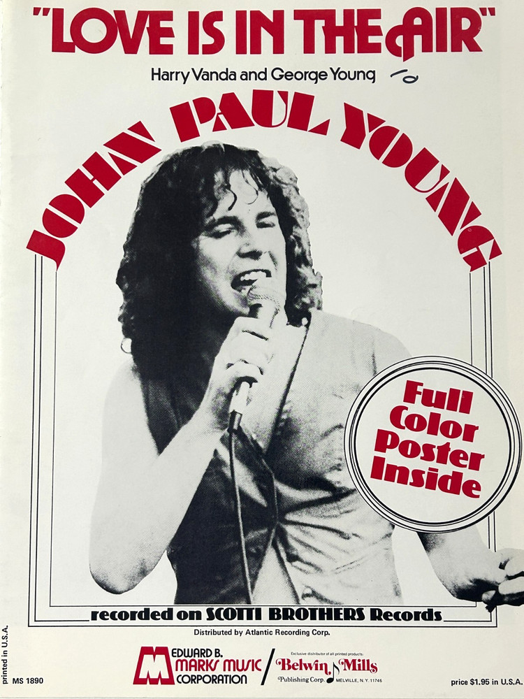 Sheet Music john paul young love is in the air with rare poster