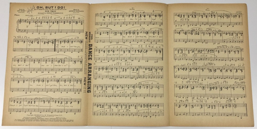 Oh But I Do Vintage 1946 Piano Sheet Music By Johnny Warrington M. Witmark
