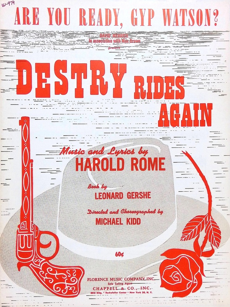 Are You Ready Gyp Watson Sheet Music Destry Rides Again Harold Rome 1959 Musical