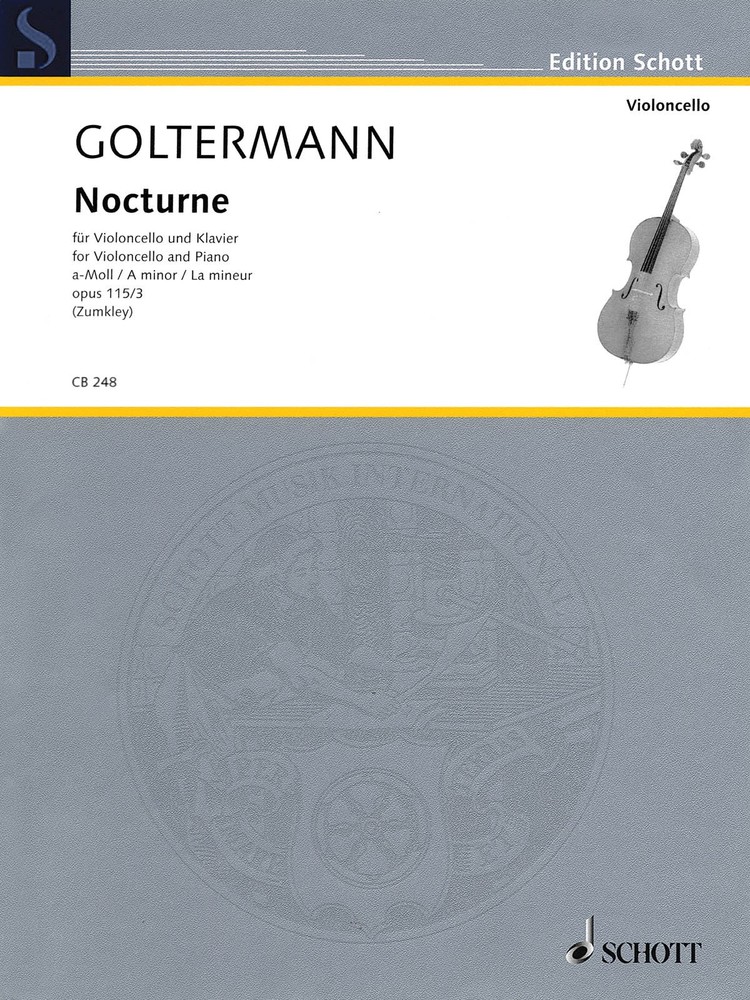 Goltermann Nocturne in A Minor Op 115/3 Cello Piano Sheet Music Schott Book