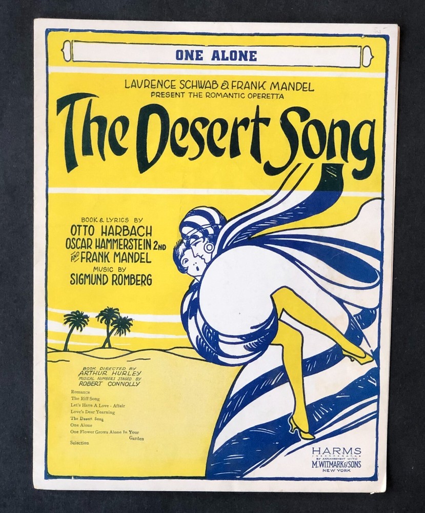1924 Sheet Music One Alone Romantic Operetta from The Desert Song Antique Vtg