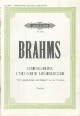 Brahms Liebeslieder Vocal Score SATB Mixed Voices Piano 4 Hands Ed Peters #3912