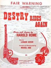 Fair Warning Sheet Music Destry Rides Again Harold Rome 1959 Musical Western