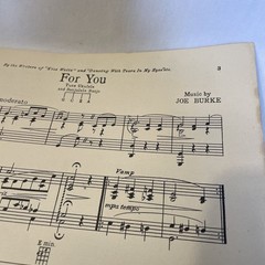 1930 For You Sheet Music Al Dubin Joe Burke M. Witmark Romance Art Deco Cover
