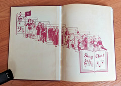 Sing Out! A Singing School illustrated edition 1950 Music Notes Vintage Book