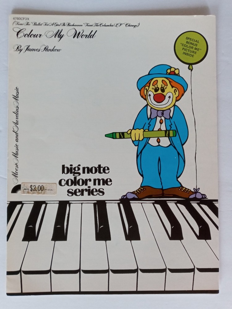 1977 Colour My World by James Pankow Easy Big Note Color Me Sheet Music