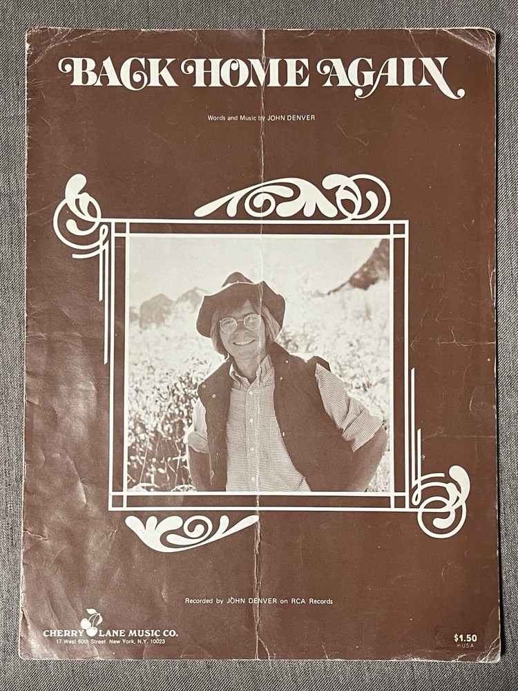 BACK HOME AGAIN John Denver Sheet Music, Cherry Lane Music RCA Vintage 1974