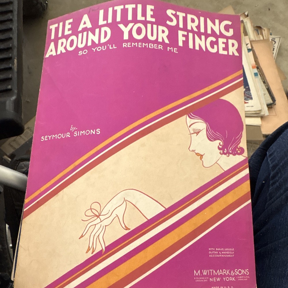 M. Witmark & Sons Tie a Little String Around Your Finger Sheet Music Banjo