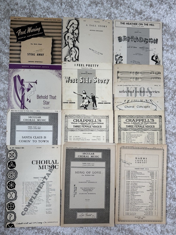 Genuine Vintage Choral Sheet Music Book Lot of 14 Musical Choir Ephemera Lot