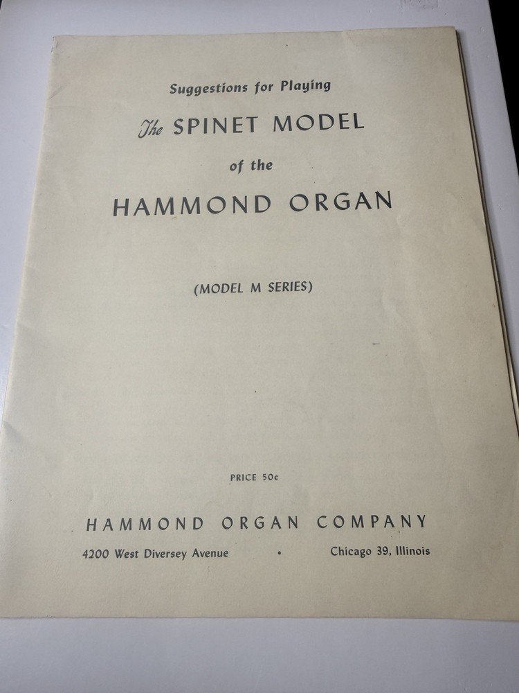 VTG Hammond Organ Spinet Model M Series Playing Guide Instruction Book