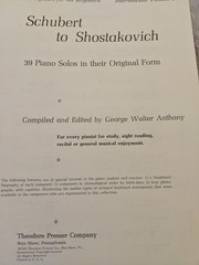 Schubert to Shostakovich 39 Piano Solos In Original Form INTERMEDIATE 2 1969