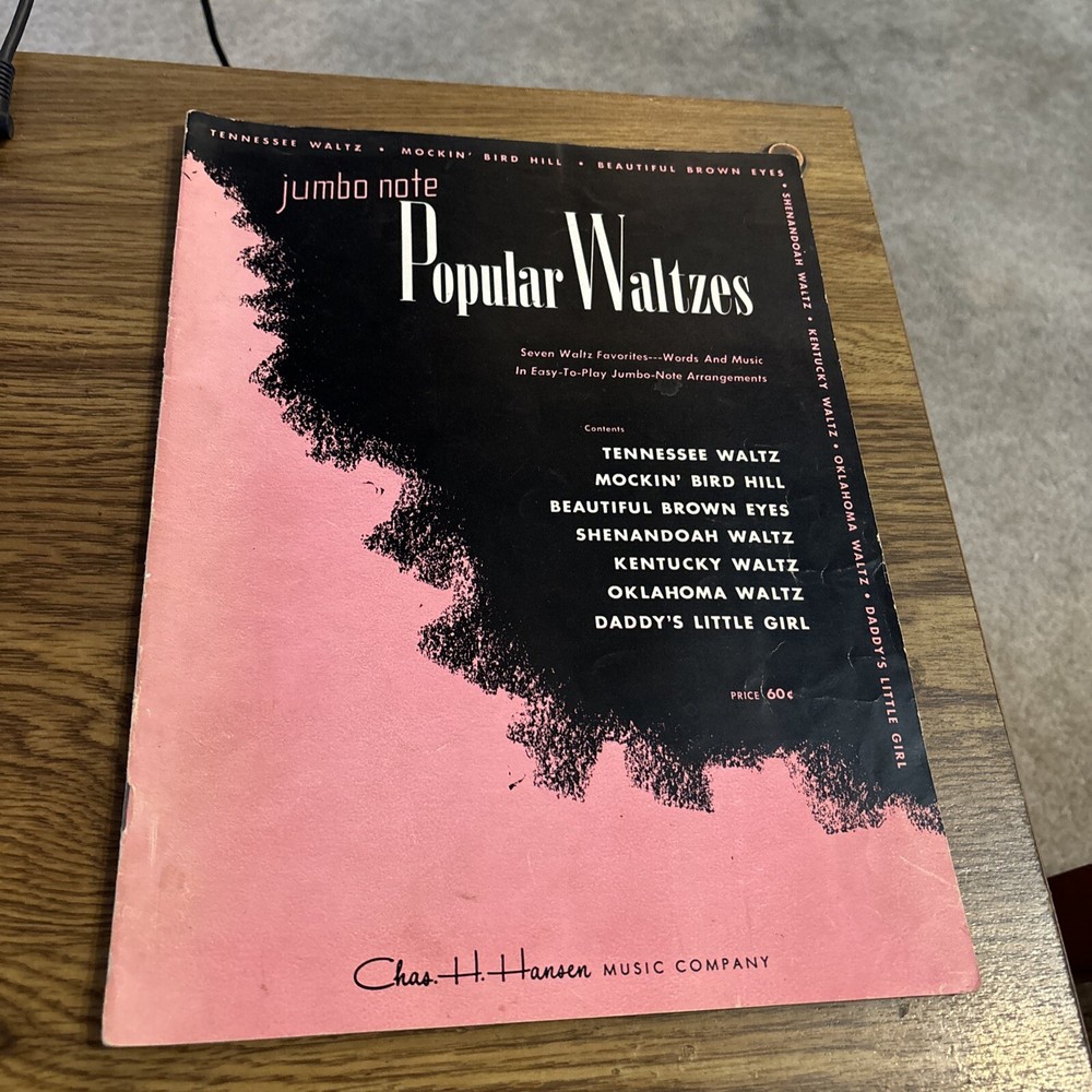Jumbo Note POPULAR WALTZES, Piano, Charles Hansen Music Co 1948